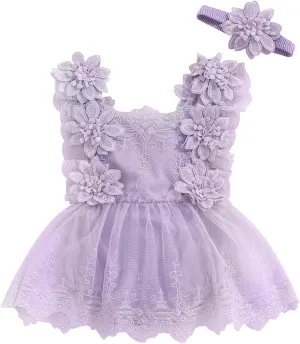 Newborn Baby Girl Photoshoot Outfits Boho Lace Romper Floral Half First 1st Birthday Photography Outfit