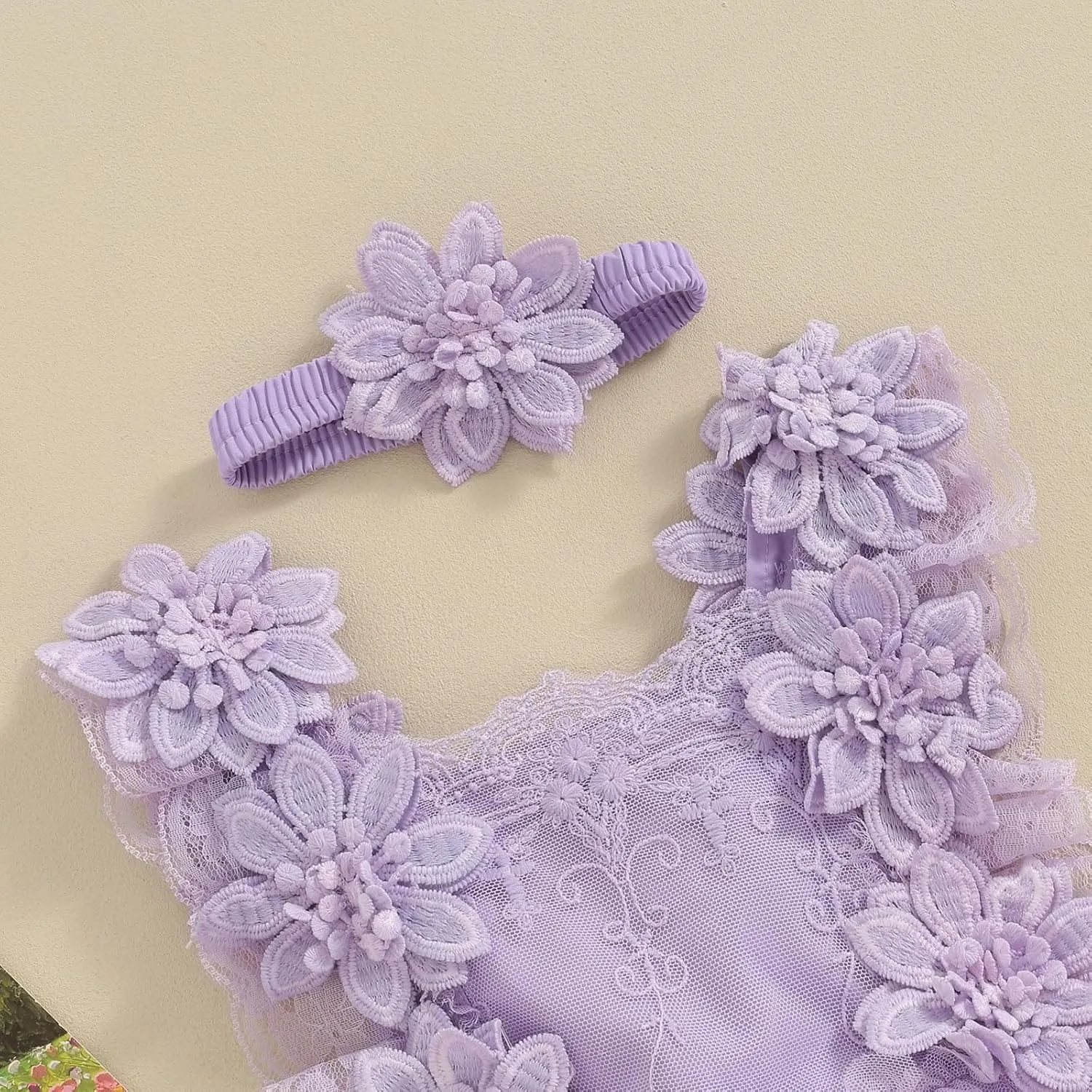Newborn Baby Girl Photoshoot Outfits Boho Lace Romper Floral Half First 1st Birthday Photography Outfit