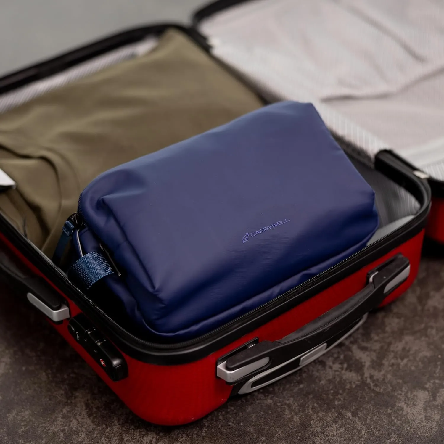 (Not Made In China) Toiletry Bag For Men, Travel Organizer and Dopp Kit, Waterproof Shaving Bag for Toiletries and Accessories, Interior Compartments and Pockets (Blue)