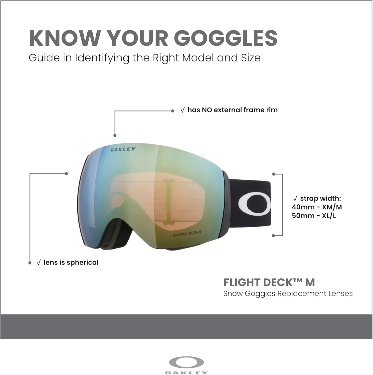 Oakley Flight Deck Medium Ski Goggles REPLACEMENT LENSES OO7064 For Men For Women  Designer iWear Care Kit