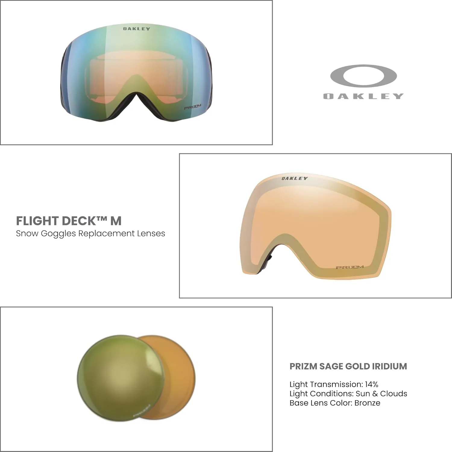 Oakley Flight Deck Medium Ski Goggles REPLACEMENT LENSES OO7064 For Men For Women  Designer iWear Care Kit