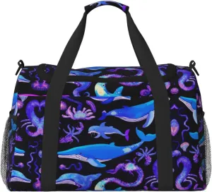 Ocean whale fish print Weekender Overnight Carry On Bag Gym Luggage Bag Duffel Bag for Travel Women