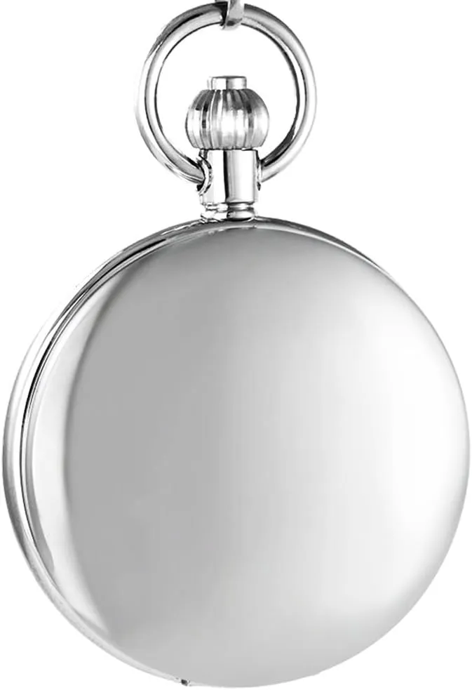 OGLE Vintage Waterproof Mirror Chain Black Fob Self Winding Automatic Skeleton Mechanical Waterproof Pocket Watch