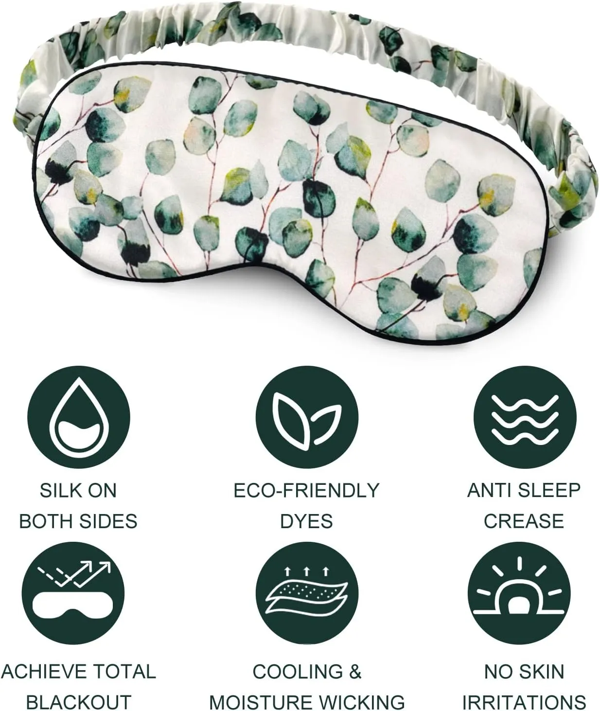 OLESILK 100% Natural Mulberry Silk Sleep Eye Mask Block Out Light, Fashion Printed Eye Mask Blindfold for Women Men Full Night Sleeping, Chic Eye Cover Eyeshade, Pattern 2
