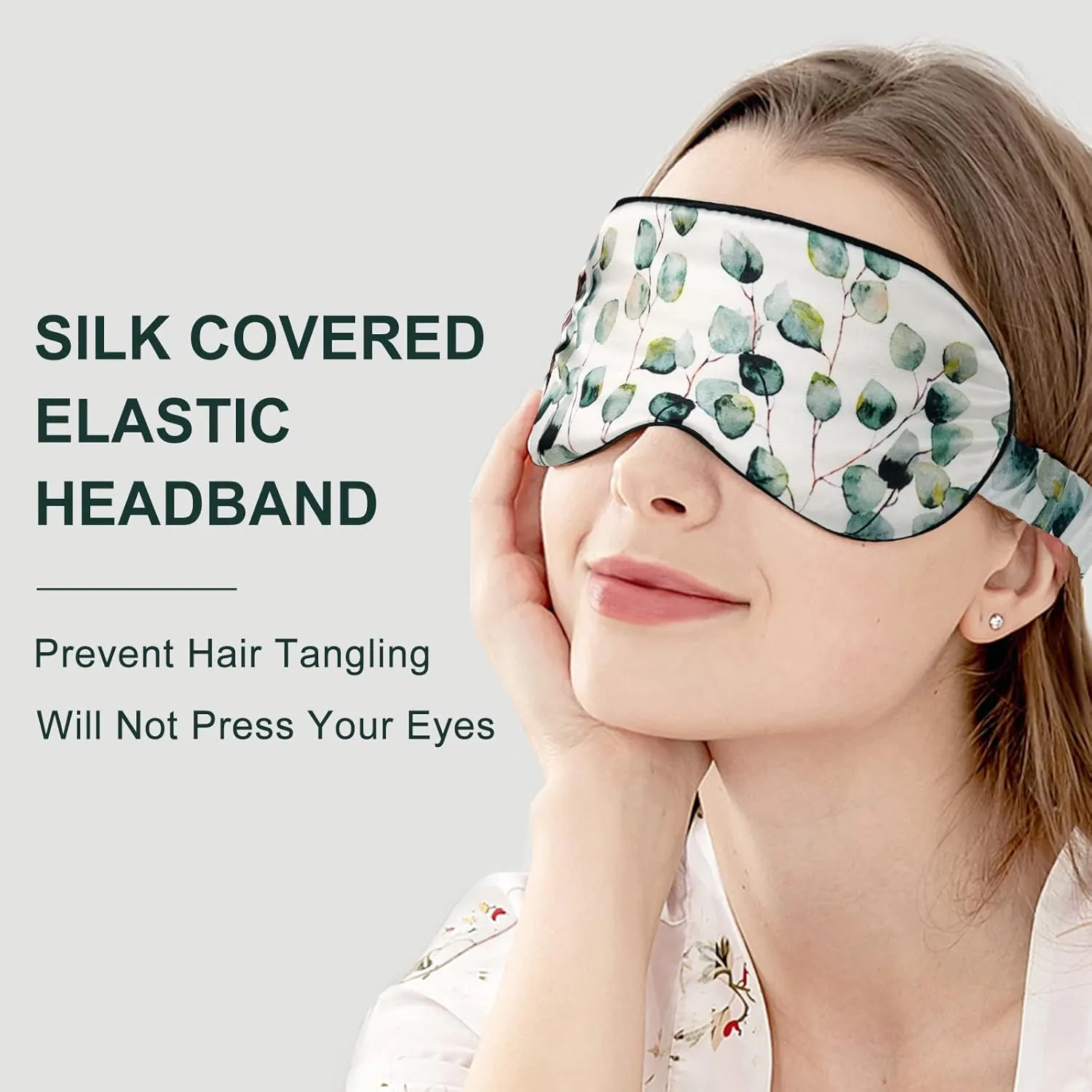 OLESILK 100% Natural Mulberry Silk Sleep Eye Mask Block Out Light, Fashion Printed Eye Mask Blindfold for Women Men Full Night Sleeping, Chic Eye Cover Eyeshade, Pattern 2