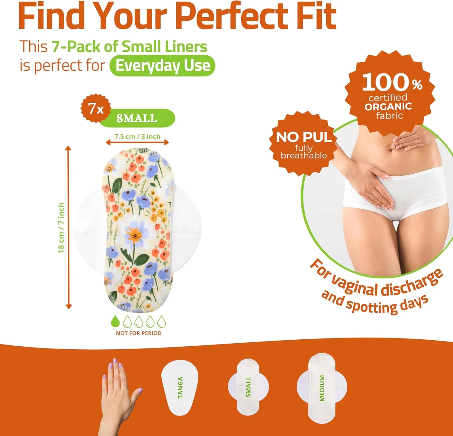 Organic Cotton EcoComfort Reusable Period Pads for Heavy Flow & Incontinence (L XL, 6-Pack); High-Temp Washable Cloth Pads for Women; Non-Irritating, Soft Reusable Pads Menstrual for Comfortable Care