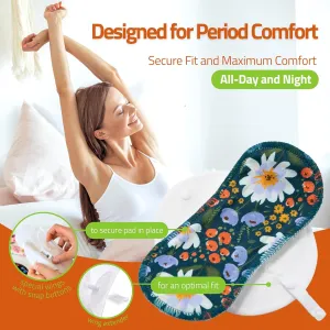 Organic Cotton EcoComfort Reusable Period Pads for Heavy Flow & Incontinence (L XL, 6-Pack); High-Temp Washable Cloth Pads for Women; Non-Irritating, Soft Reusable Pads Menstrual for Comfortable Care