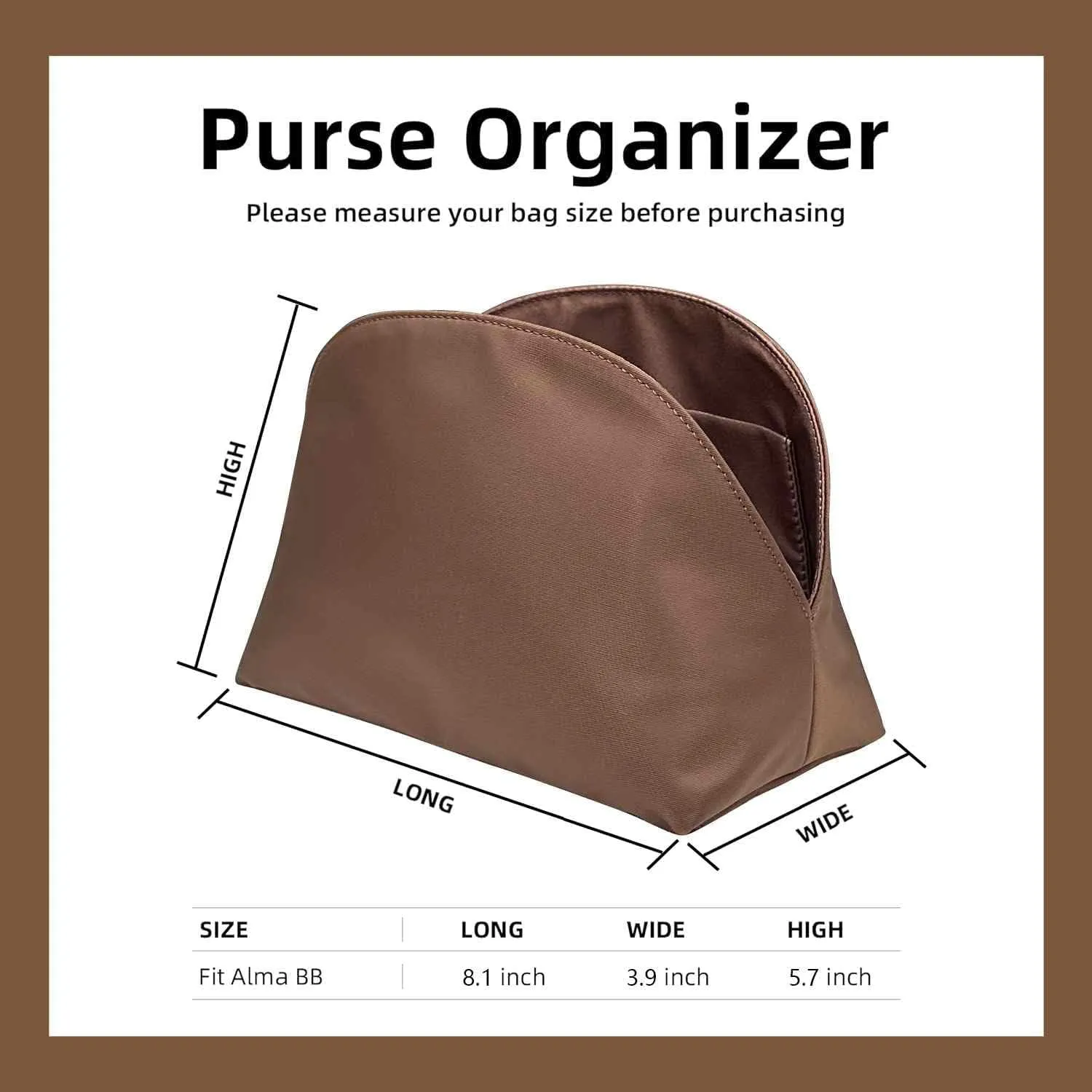 Organizer Insert for LV Alma bb Bags,Gold,Luxury Bags Storage with Silk, Lightweight Shaper for Daily Use, Pockets Large Capacity