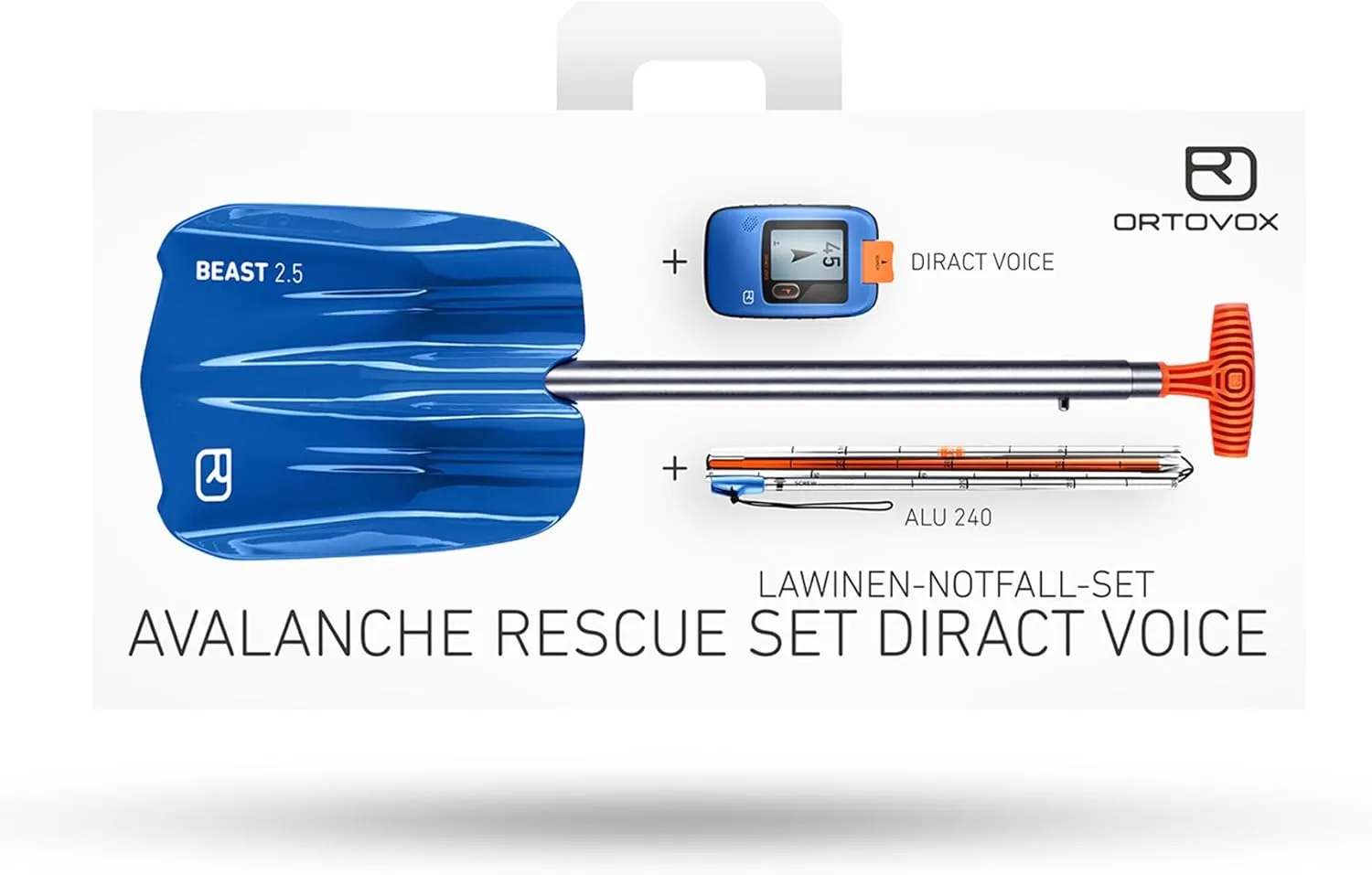 Ortovox Rescue Set Diract Voice I Shovel, Probe & Avalanche Transceiver Bundle