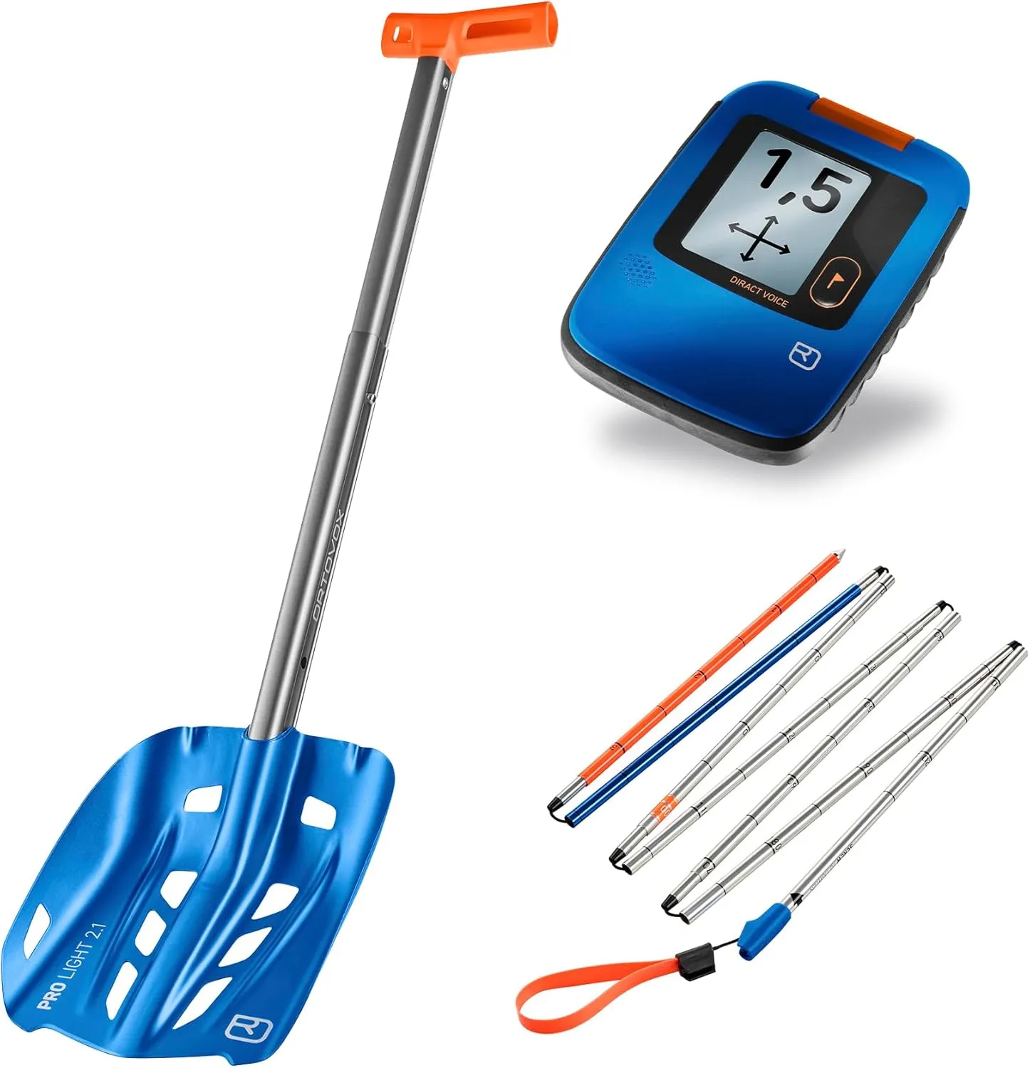 Ortovox Rescue Set Diract Voice Light I Shovel, Probe & Snow Avalanche Transceiver Rescue Bundle
