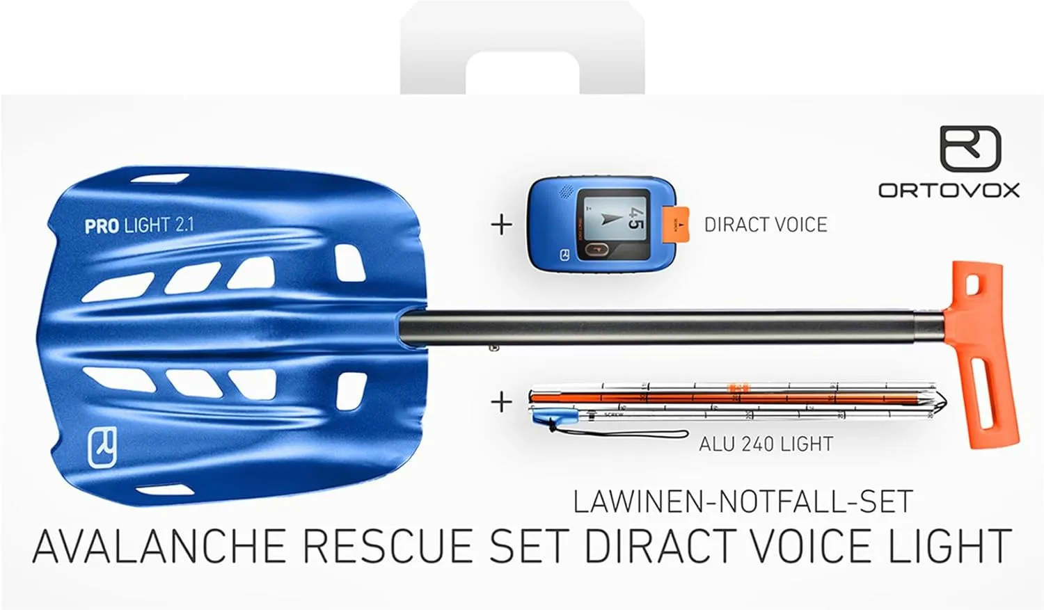 Ortovox Rescue Set Diract Voice Light I Shovel, Probe & Snow Avalanche Transceiver Rescue Bundle