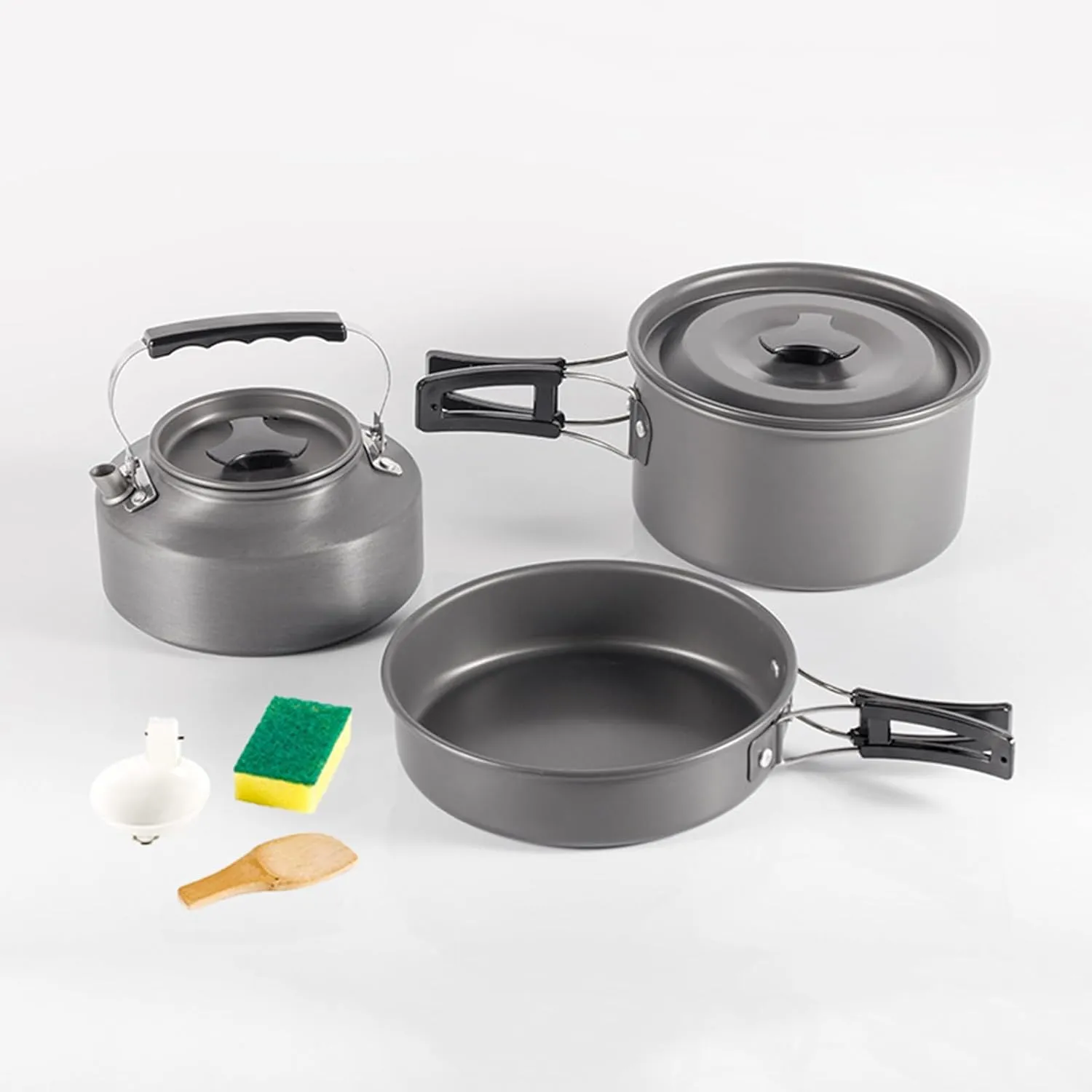Outdoor Camping Cookware Set for 1-3 Person Compact Camping Pots and Pans Set with Kettle Backpacking Cooking Set Nesting Portable Cookware for Outdoor Camping Hiking Picnic