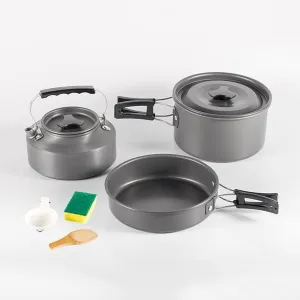 Outdoor Camping Cookware Set for 1-3 Person Compact Camping Pots and Pans Set with Kettle Backpacking Cooking Set Nesting Portable Cookware for Outdoor Camping Hiking Picnic
