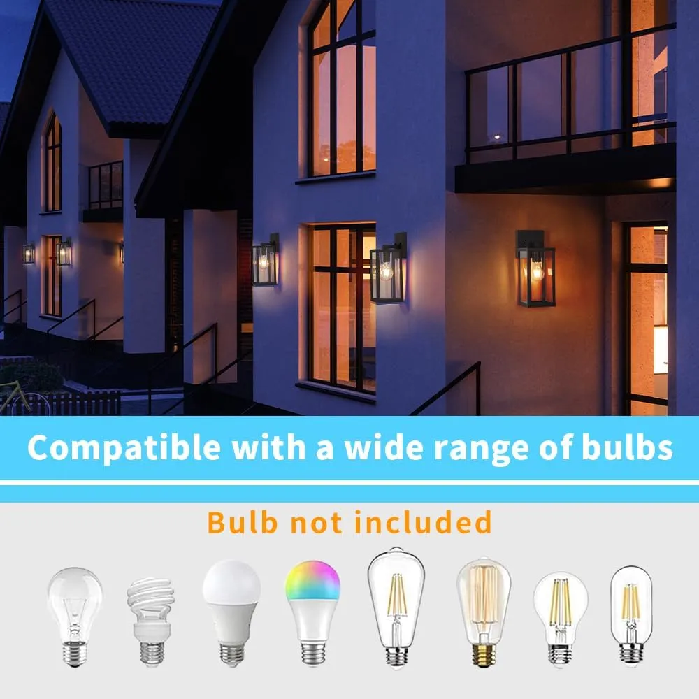 Outdoor Modern Wall Light Fixtures,Exterior Lighting Fixtures Wall Mount,Outside Porch Sconce Lights Waterproof,Wall Lamps for House,Patio,Front Door.Matte Black,2 Pack