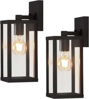 Outdoor Modern Wall Light Fixtures,Exterior Lighting Fixtures Wall Mount,Outside Porch Sconce Lights Waterproof,Wall Lamps for House,Patio,Front Door.Matte Black,2 Pack