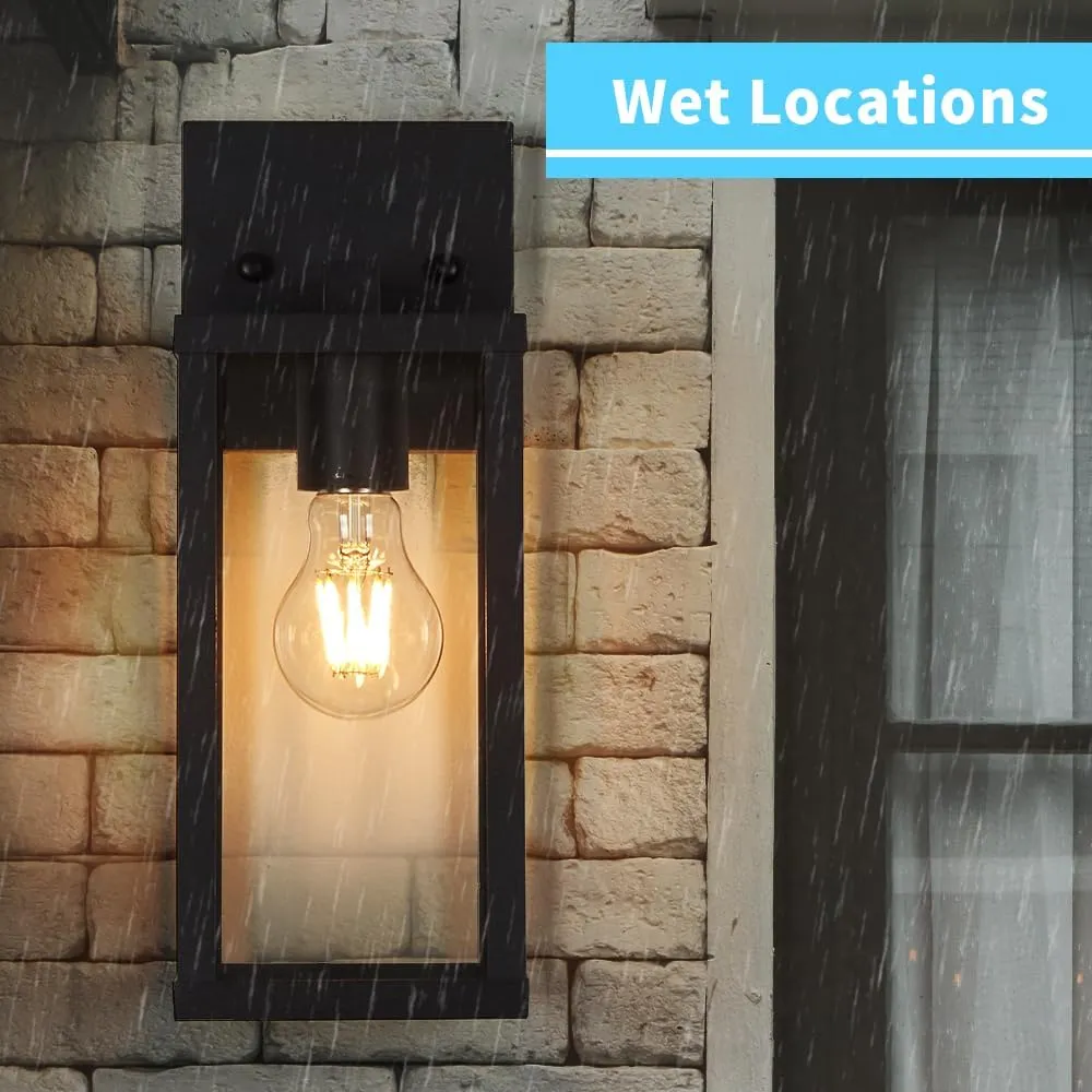 Outdoor Modern Wall Light Fixtures,Exterior Lighting Fixtures Wall Mount,Outside Porch Sconce Lights Waterproof,Wall Lamps for House,Patio,Front Door.Matte Black,2 Pack
