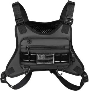 Outdoor Sports Chest Bag for Men and Women, Tactical Vest For Running, Hiking, Cycling, EDC Travel Chest Pack Rig, Water Resistant Lightweight Front Running Vest Bag With Extra Storage