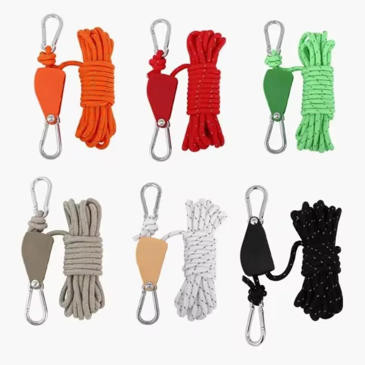 Outdoor Windproof Rope with Ratchet, Portable Adjustable Windproof Camping Rope, Outdoor Windproof Rope Hanger Adjustable for Tent Tarp, Canopy Shelter, Climbing (Khaki,6mm*5M)