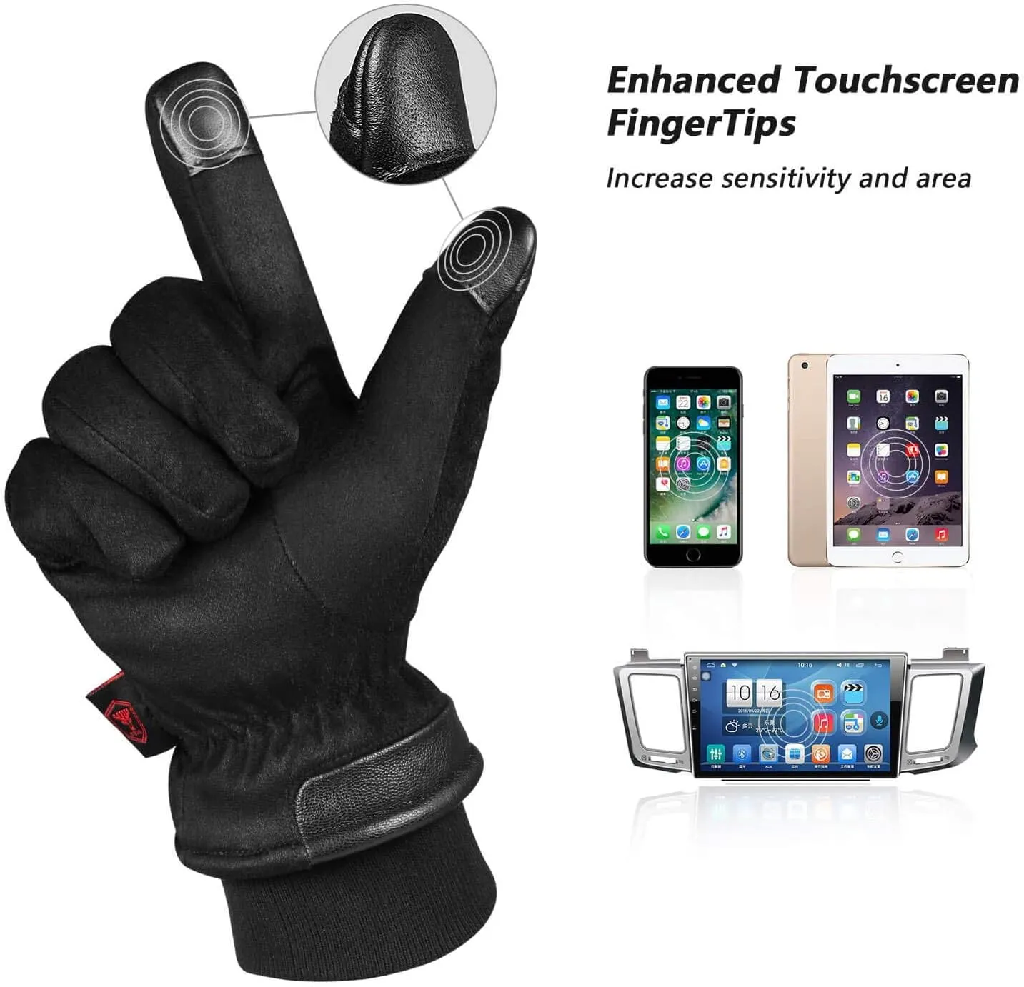 OZERO Waterproof Winter Gloves for Men Women - Touchscreen Anti-slip Heated Glove Thermal Gifts for Dad