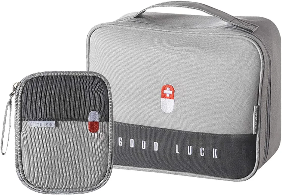 paerma Empty First Aid Bags Travel Medical Supplies Insulated Medicine Bag Convenient Safety Kit Suit for Family Outdoors Hiking Camping Car Office Workplace,Grey