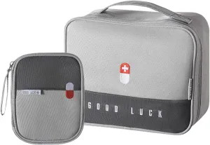 paerma Empty First Aid Bags Travel Medical Supplies Insulated Medicine Bag Convenient Safety Kit Suit for Family Outdoors Hiking Camping Car Office Workplace,Grey