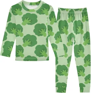 Pajama Sets Long Sleeve Broccoli Cabbage Pattern Soft Comfy Sleepwear 2 Piece PJS 3-8T