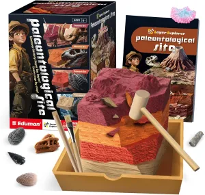 Paleontological Site Fossil Dig Kit for Kids, Dig Up 4 ERAS Ancient Creatures Kit, Archaeology Kits with Mining Kit Tools, Educational Stem Toys for Kids Age 6 , Birthday Gifts for Boys Girls