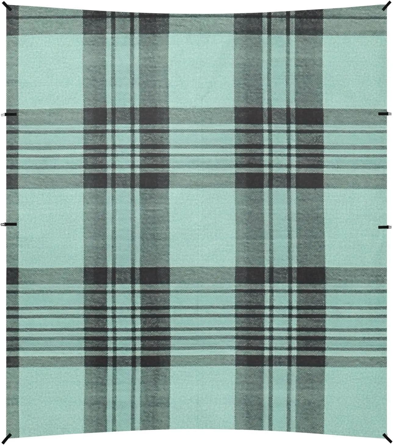 Paleturquoise Buffalo Plaid Check Tartan Scotland Foldable Beach Cabana UPF50  Water-Resistant Shade Sun Shelter with Sandbags & Sand Shovel for Family Travel