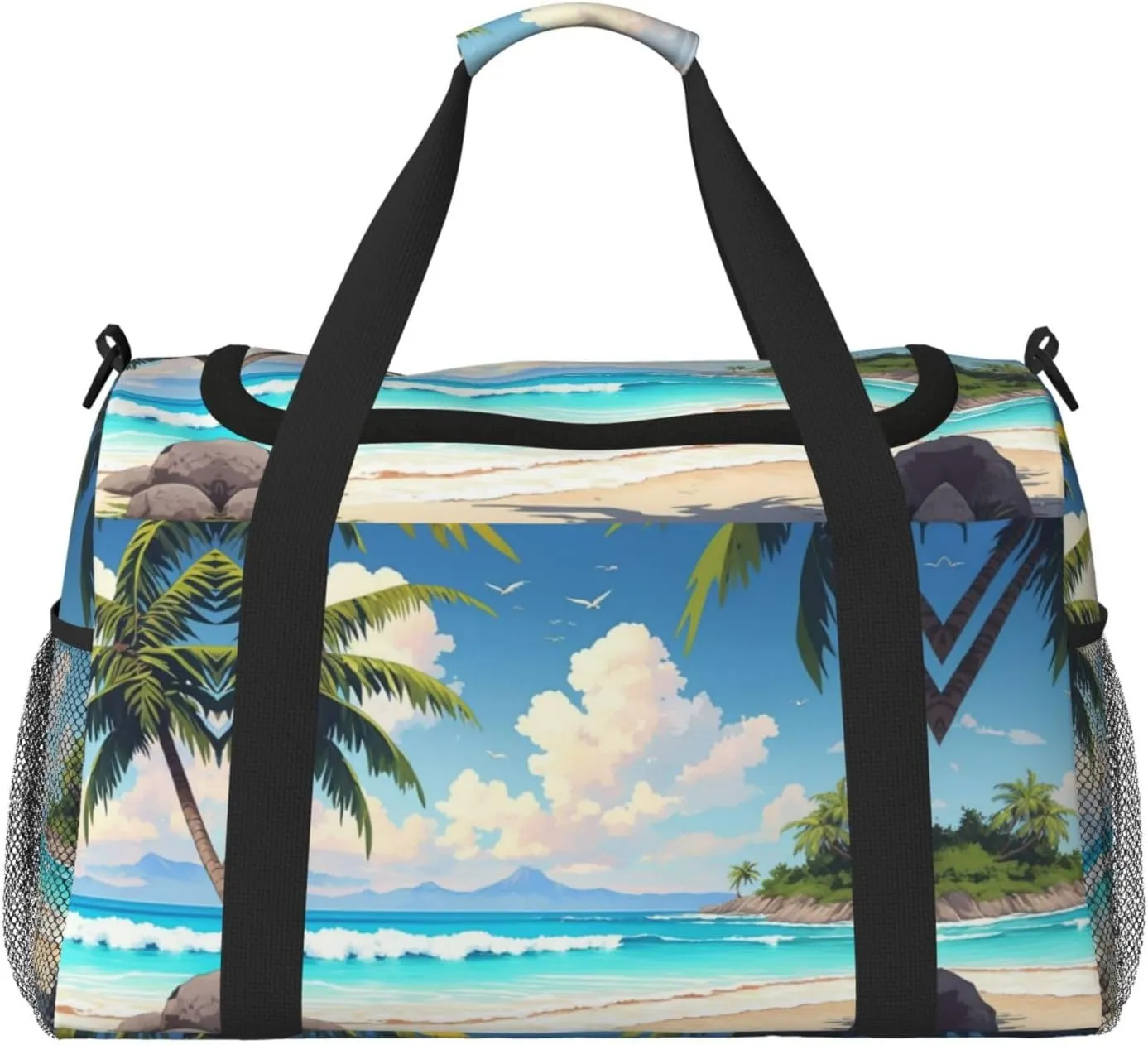 Palm Tree Over Blue Sea Ocean print Weekender Overnight Carry On Bag Gym Luggage Bag Duffel Bag for Travel Women