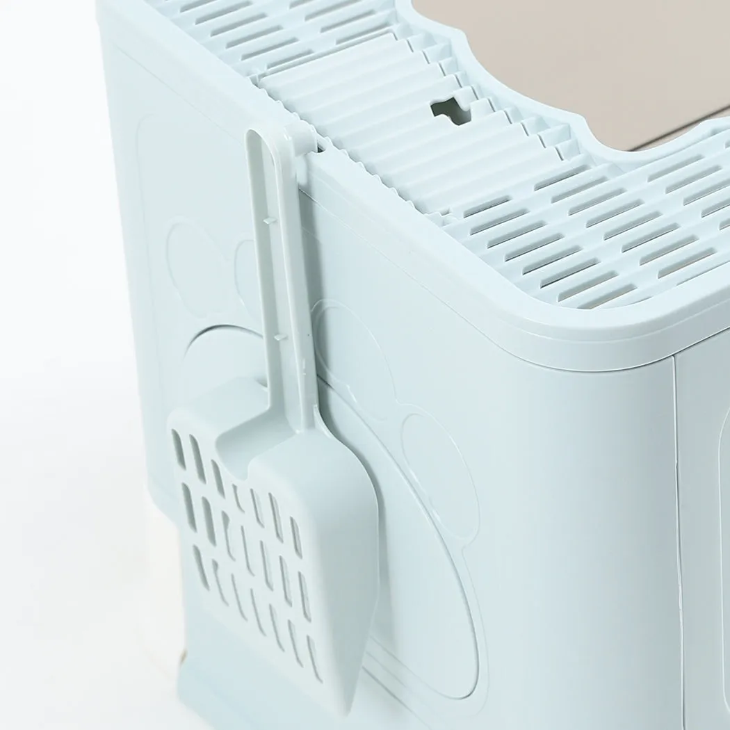 PaWz Foldable Cat Litter Box Tray Enclosed Blue