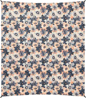 Peach and Navy Blue Flowers Foldable Beach Cabana UPF50 Waterproof Large Portable Sun Shelter with Sandbags and Shovel for Family Trips, Picnics & Camping
