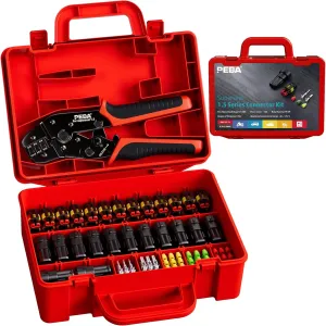 PEBA Crimping Tool Kit, Ratchet Crimping Tool 22-14 AWG, 20 Sets 2 Pin Sealed Waterproof Automotive Electrical Connectors Plug Kit with Male-Female Pin Terminal | Weatherproof Electrical Connector Kit