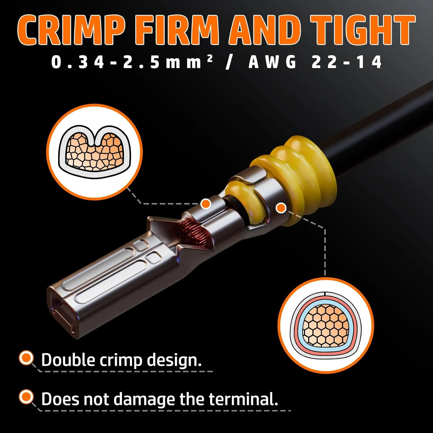 PEBA Crimping Tool Kit, Ratchet Crimping Tool 22-14 AWG, 20 Sets 2 Pin Sealed Waterproof Automotive Electrical Connectors Plug Kit with Male-Female Pin Terminal | Weatherproof Electrical Connector Kit