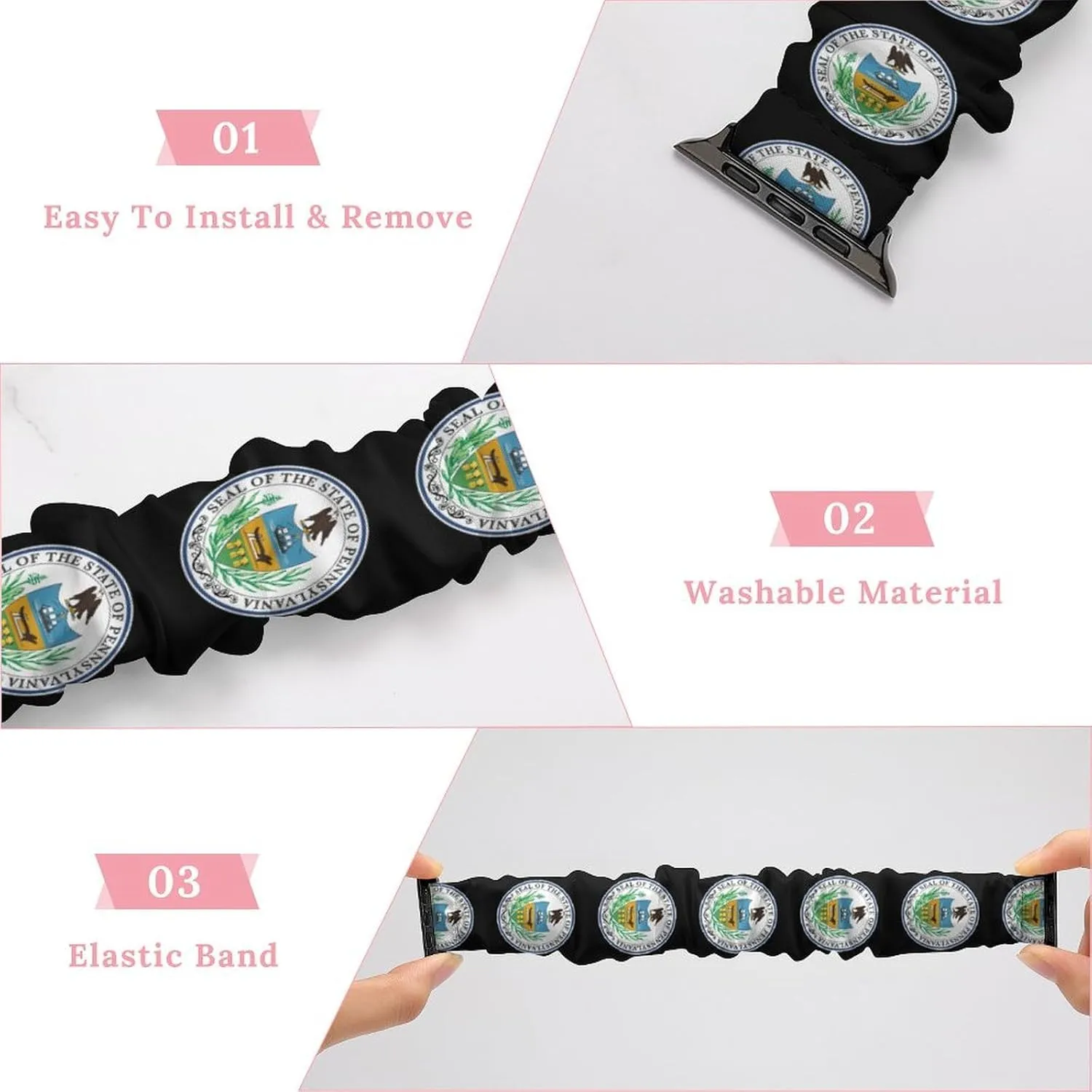 Pennsylvania State Logo Fashion Watch Strap Scrunchies Wristbands Compatible With IWatch Series
