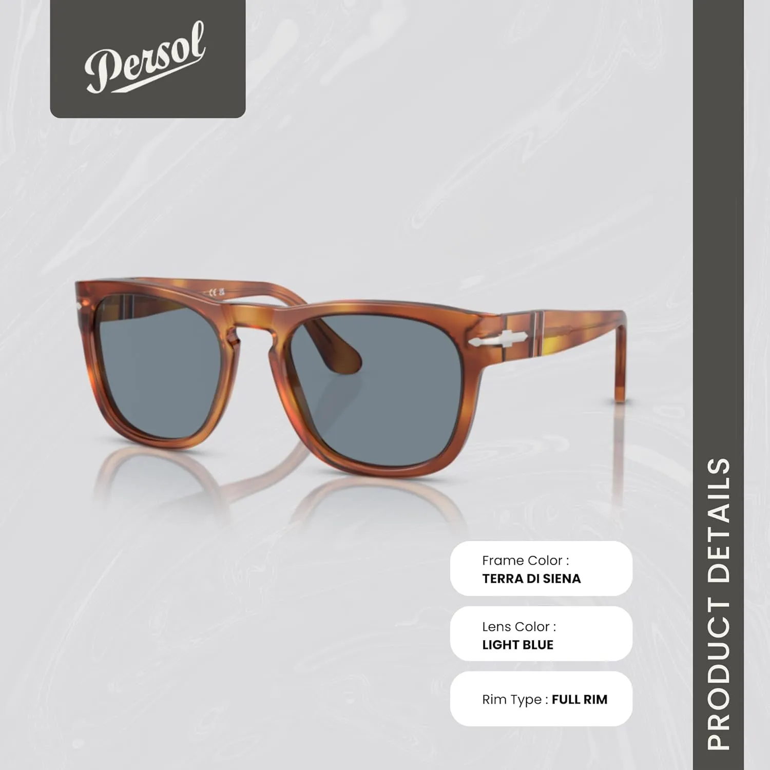 Persol Elio PO3333S Square Sunglasses for Men for Women   BUNDLE With Designer iWear Complimentary Eyewear Kit