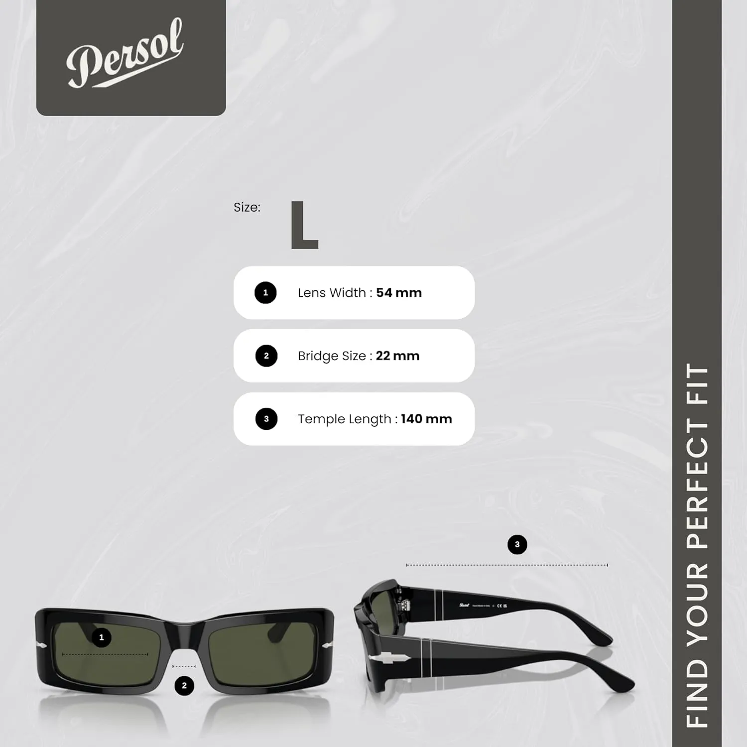 Persol Francis PO3332S Rectangle Sunglasses for Men for Women   BUNDLE With Designer iWear Complimentary Eyewear Kit