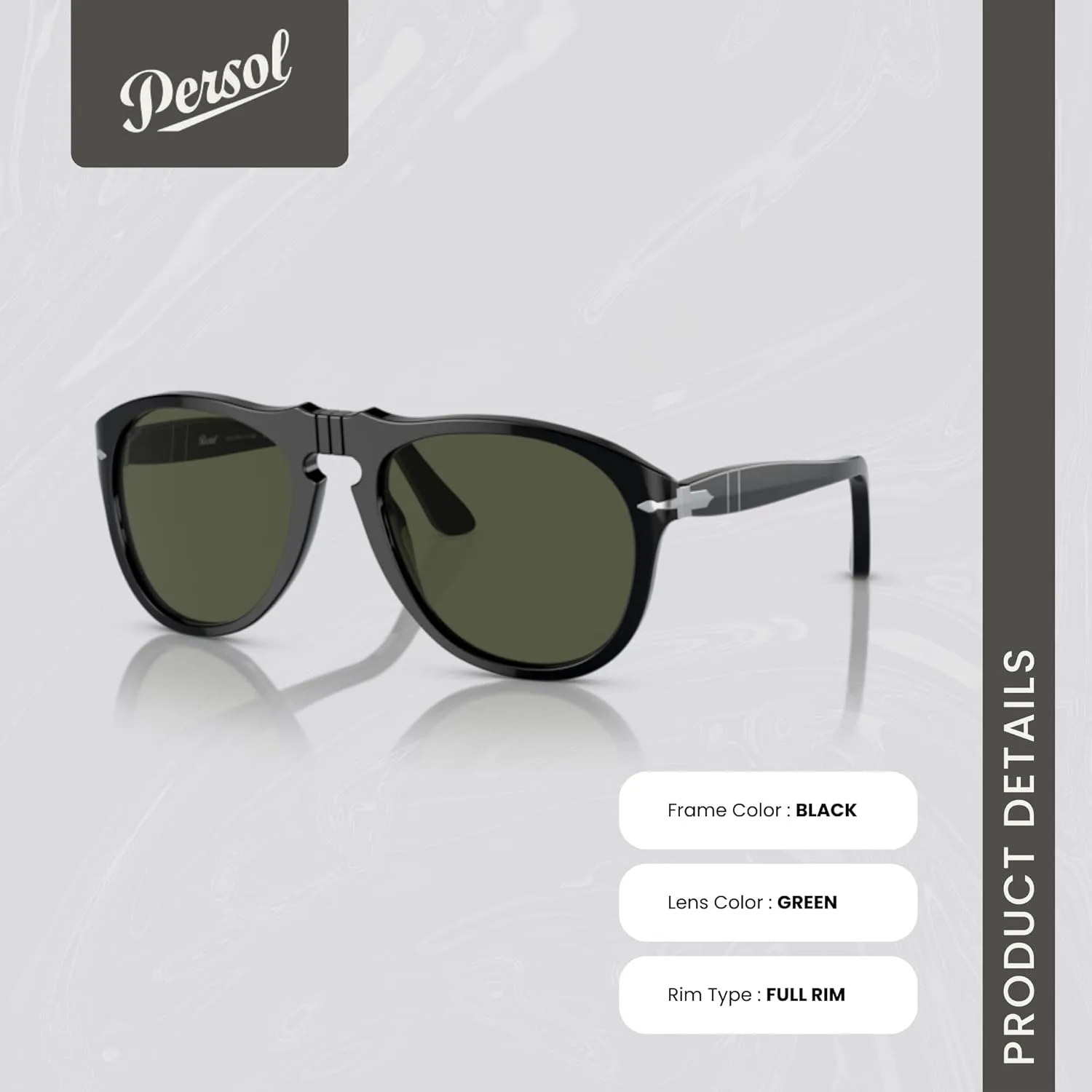 Persol PO0649 Aviator Sunglasses for Men   BUNDLE With Designer iWear Eyewear Kit