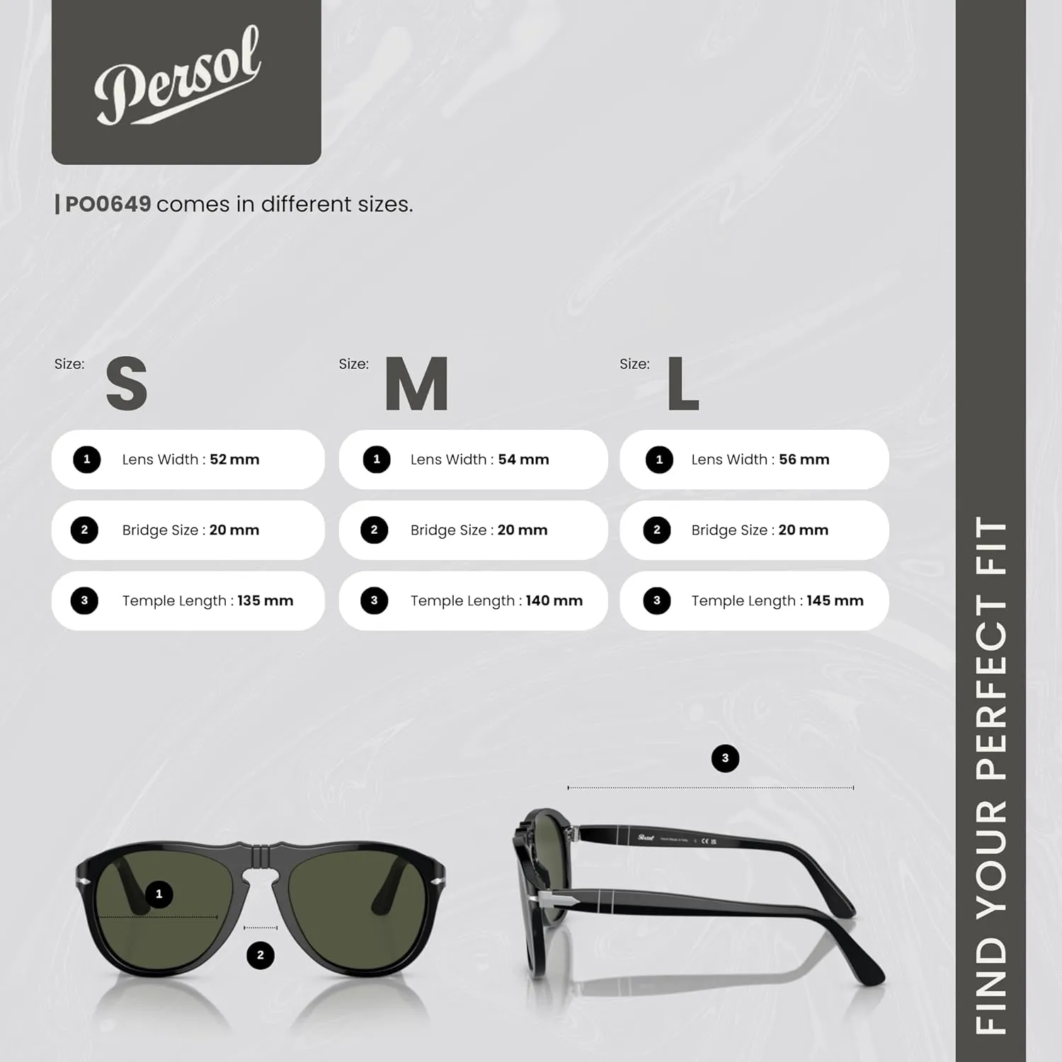 Persol PO0649 Aviator Sunglasses for Men   BUNDLE With Designer iWear Eyewear Kit