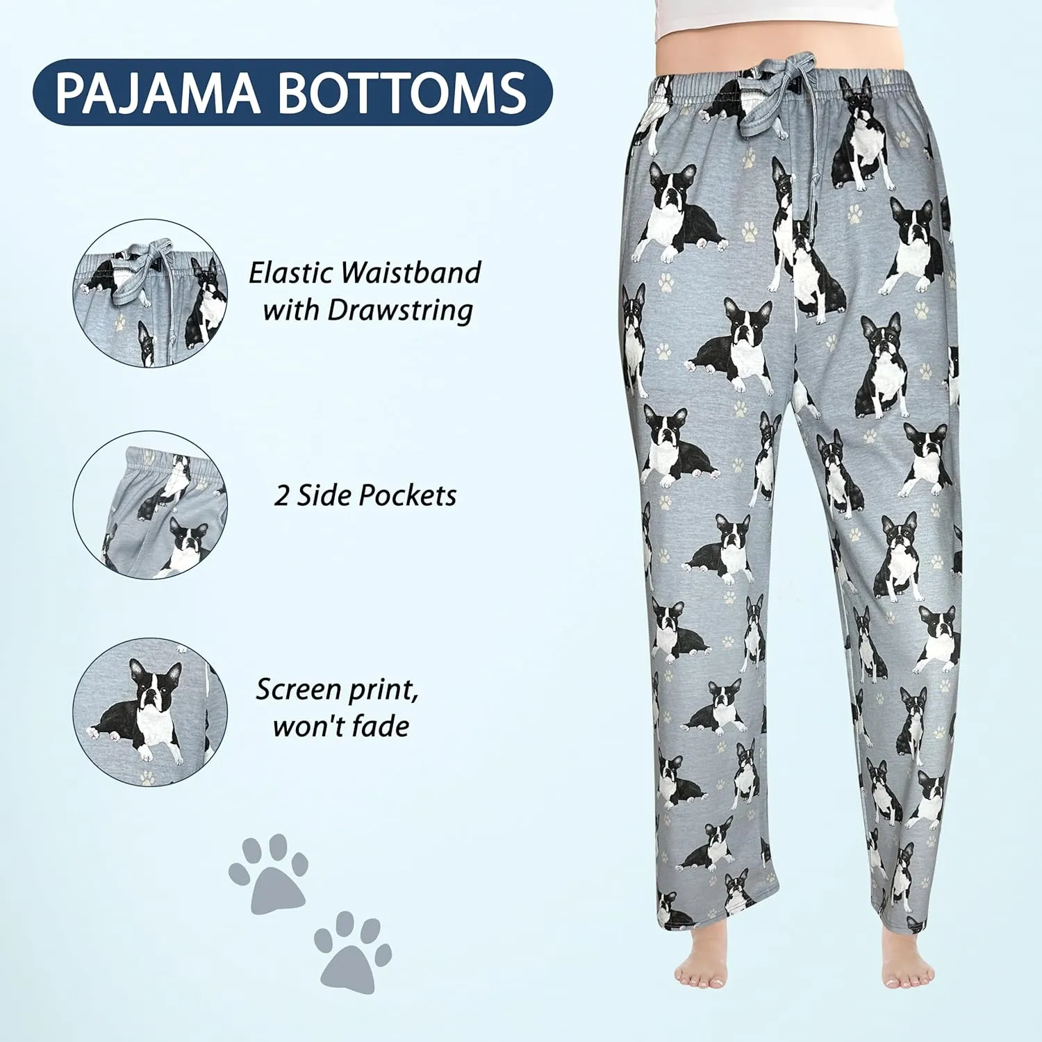 Pet Lover Pajama Pants – New Cotton Blend - All Season - Comfort Fit Lounge Pants for Women and Men - 27 Breeds Available