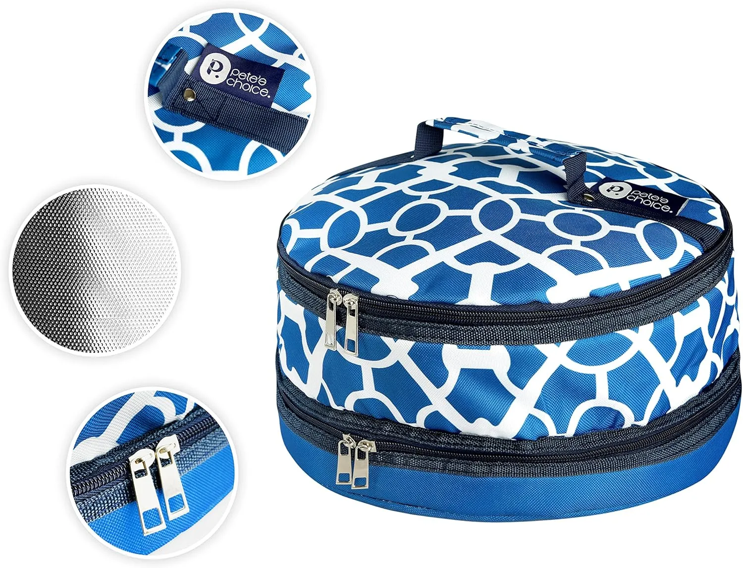 Pete's Choice Pie Carrier, Round Thermal Casserole Carrier, Reusable Insulated Lunch Cooler Bag, Lightweight and Durable, Bags for Picnic, Potluck Trip