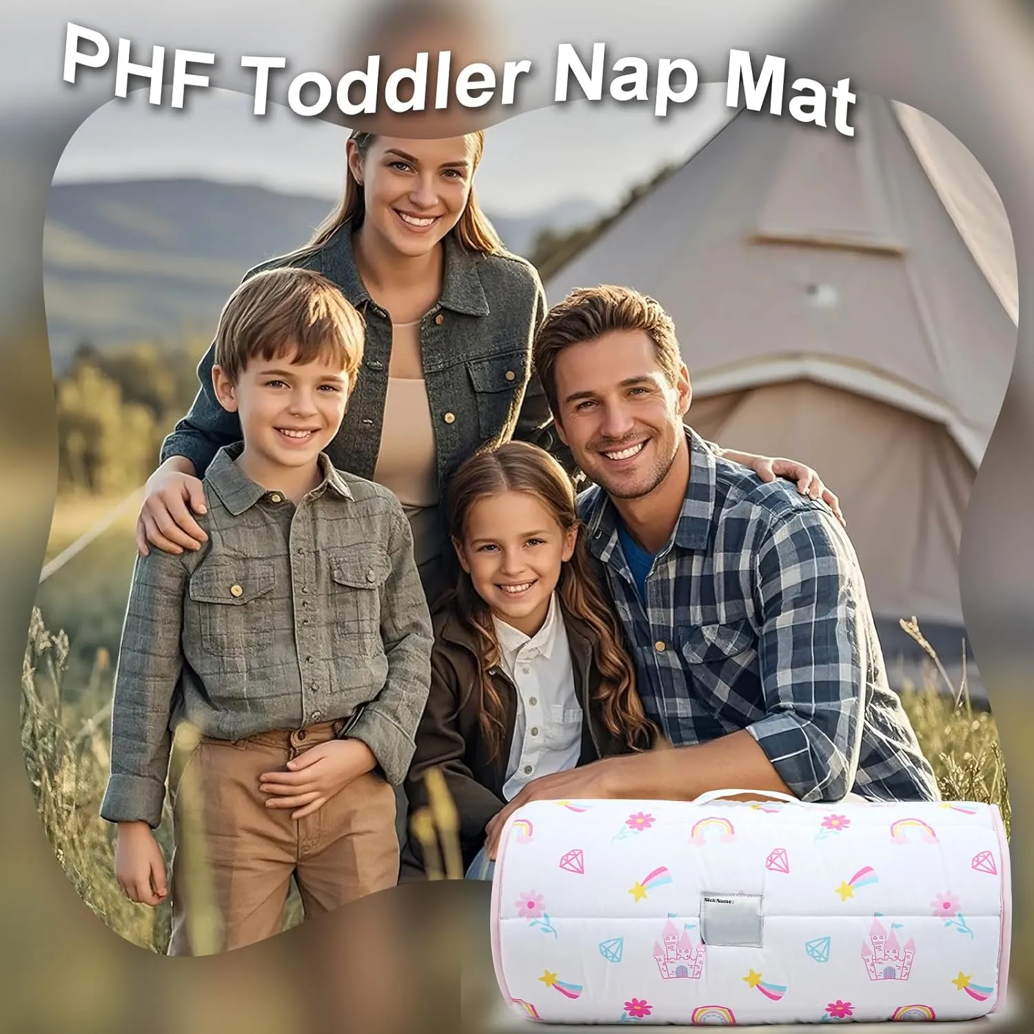 PHF Castle Toddler Nap Mat Set, with Removable Pillow for Toddler Girls, Soft and Lightweight for Daycare, Preschool, Travel, Kindergarten Sleeping Bag, Fits Ages 3-6 Years, Castle