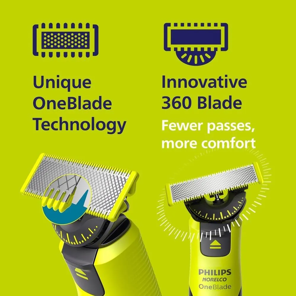 Philips Norelco OneBlade 360 with Connectivity Hybrid Face   Body, Electric Beard Trimmer, Shaver & Body Groomer with 360 Blade Tech, 1x360 Blade, 5-in-1 Comb, Body Kit, Travel Case, QP4631/90