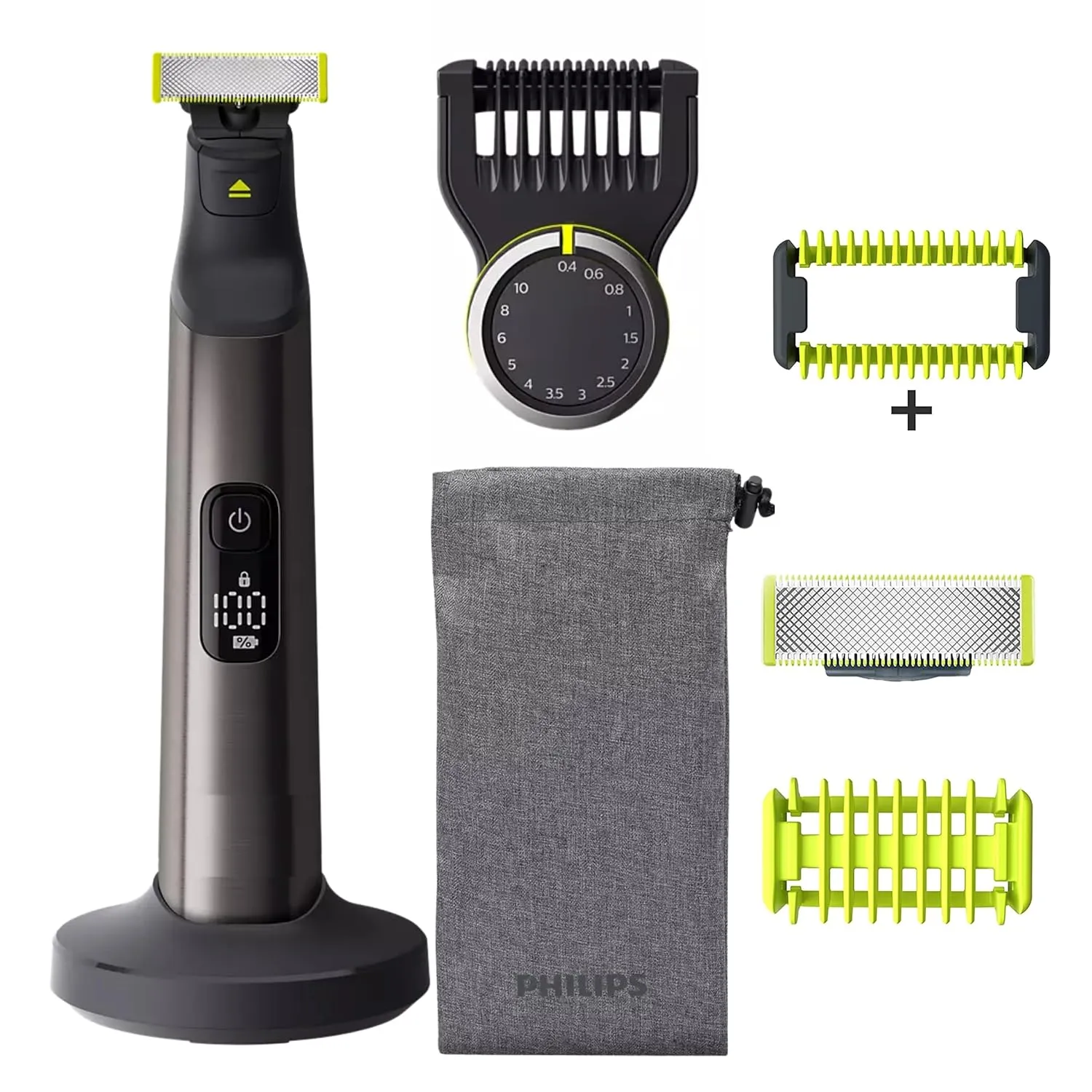 Philips Norelco OneBlade Pro Kit, Hybrid Electric Trimmer and Shaver with Charging Stand and Precision Comb, QP6550   OneBlade Body Kit, 3 Pieces, QP610