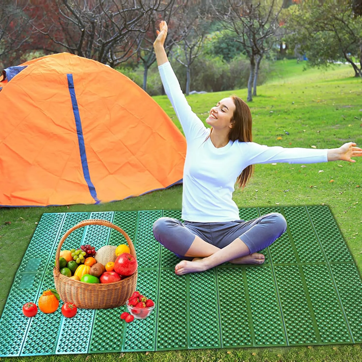 Picnic Mat, Insulated and Waterproof Tent Floor Mat, Sunproof Oudoor Sitting Sleeping Pad, Backpacking Sleeping Pad for Beach Travel, Hiking, Outdoor Family