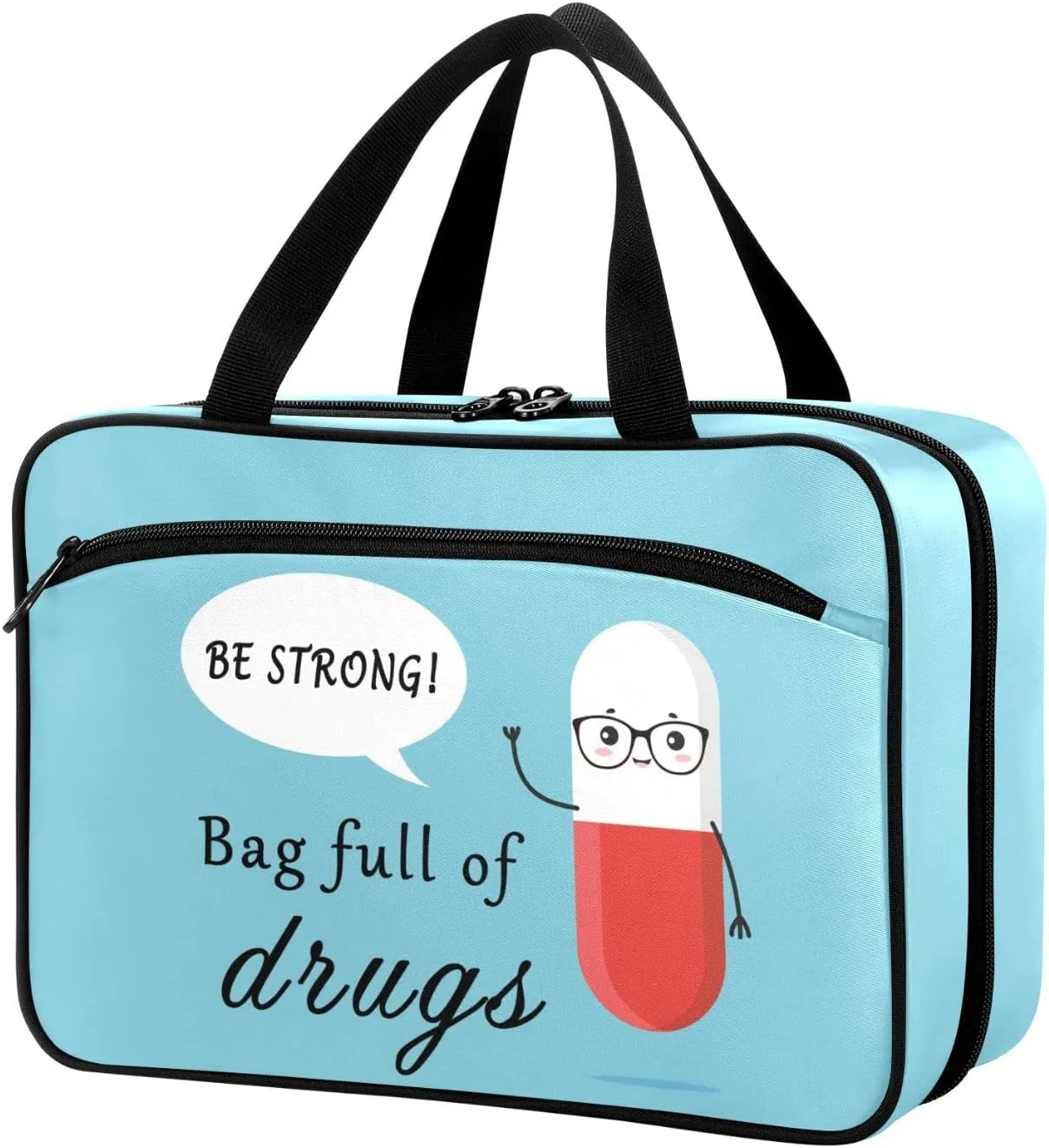 Pill Organizer Bag Travel Pill Bottle Medicine Organizer Home Storage Medication Bag for Vitamin Supplements, Cute Cartoon Pill Empty First Aid Bag for Car Camping, 1.0 Count