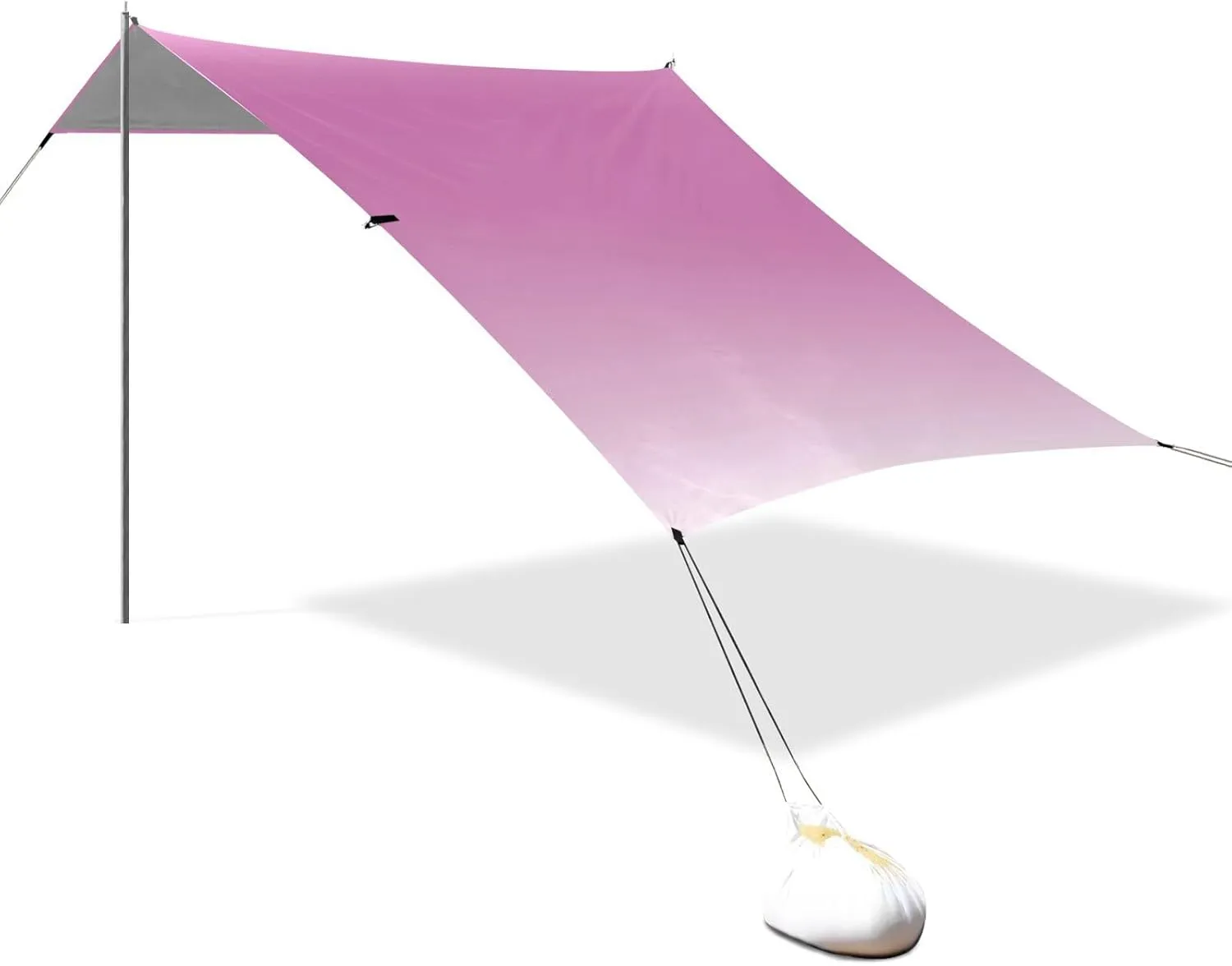 Pink Gradient Designed UPF50  Foldable Beach Canopy Easy Setup Portable Sun Shelter with Sandbags & Sand Shovel for Family Trips, Picnics & Camping Sombra para Playa