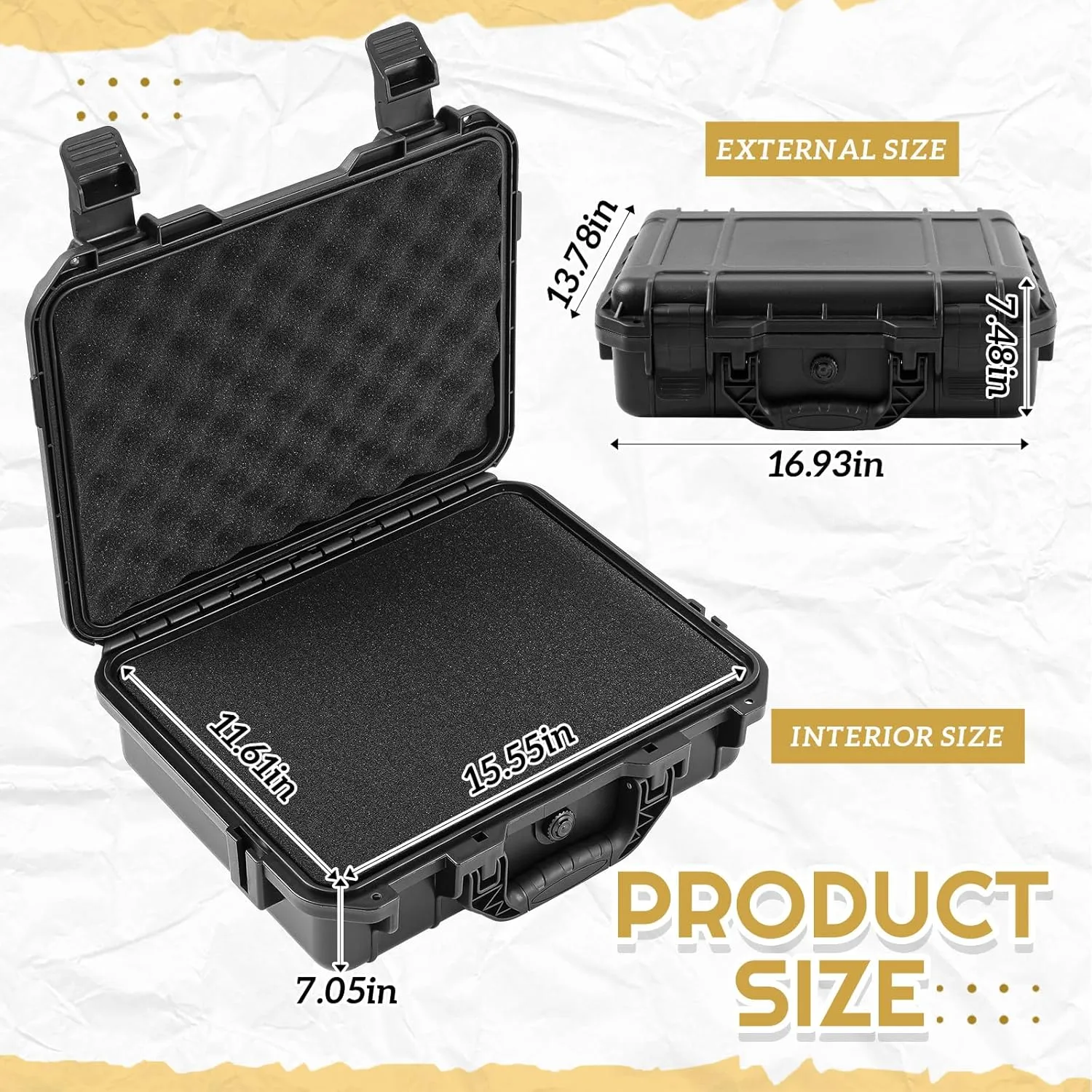 Pistol Case Lockable Handgun Firearm Travel Case with 2 Locks Included Hard Shell Waterproof Gun Storage with Foam and Knife