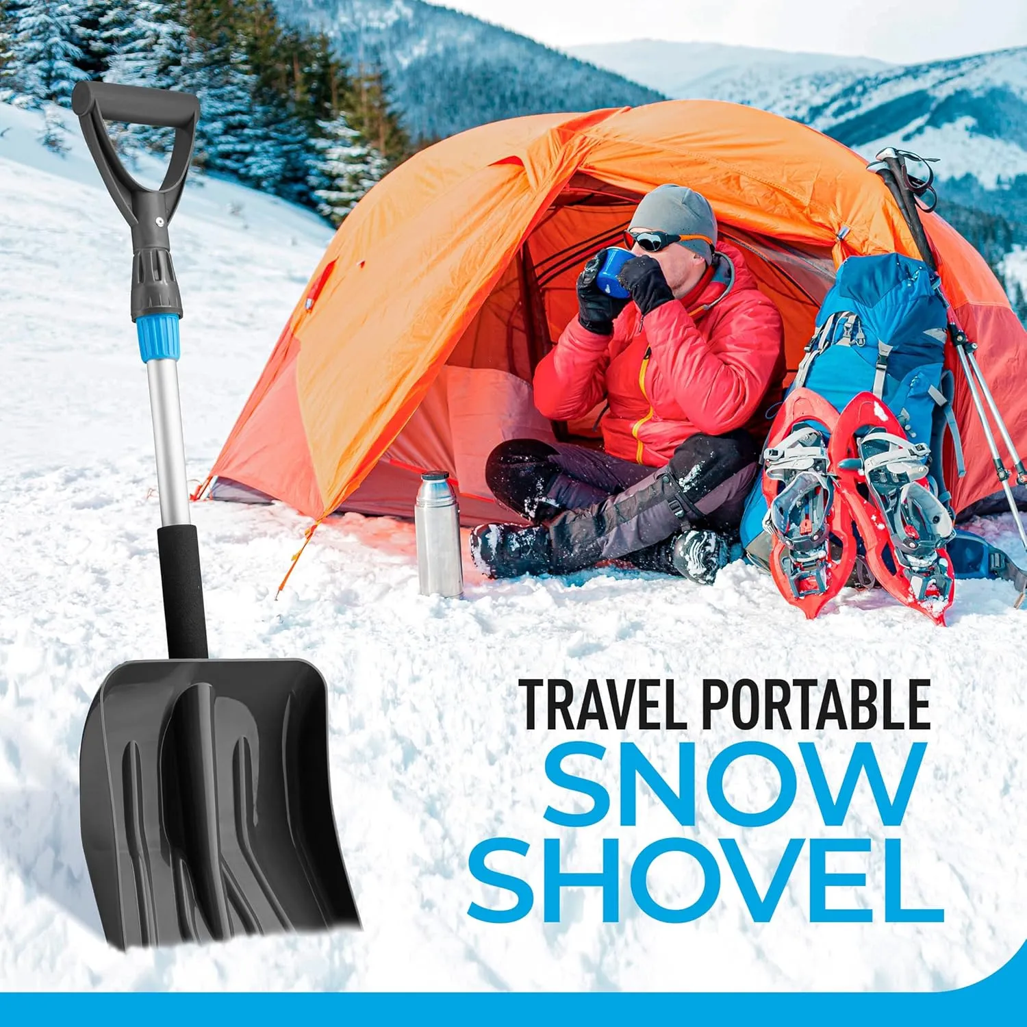 Plastic Snow Shovel for Car Folding Collapsible Emergency Shovel for Driveway Snow Removal with Metal Extendable Handle Black - Superio