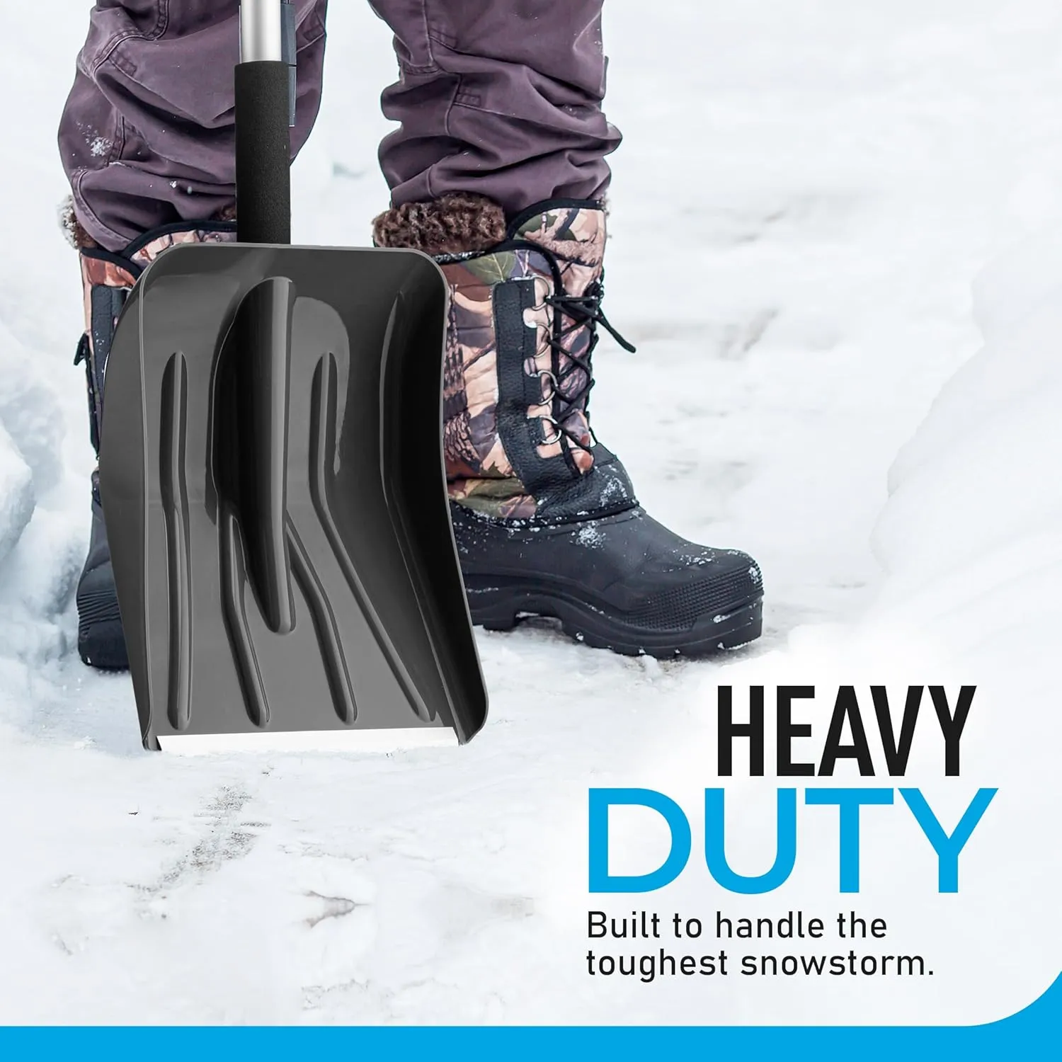 Plastic Snow Shovel for Car Folding Collapsible Emergency Shovel for Driveway Snow Removal with Metal Extendable Handle Black - Superio