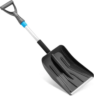 Plastic Snow Shovel for Car Folding Collapsible Emergency Shovel for Driveway Snow Removal with Metal Extendable Handle Black - Superio